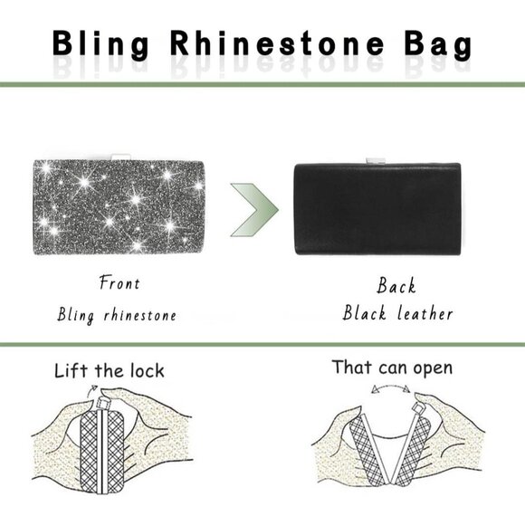 ⚡ Women\'s Glitter Double Sided Diamond Evening Clutch Crossbody Gray Bag